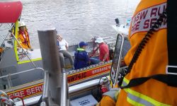 Support members involved in the fire boat exercise